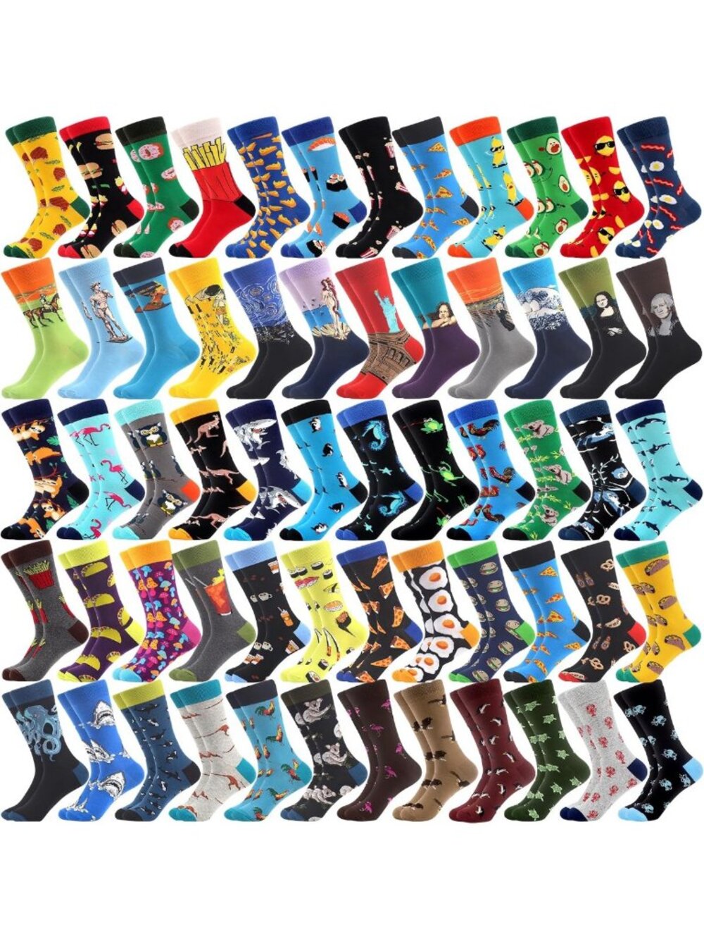 Colorful Cotton Crazy Socks - 36 Pairs Fun Random Patterns for Men & Women